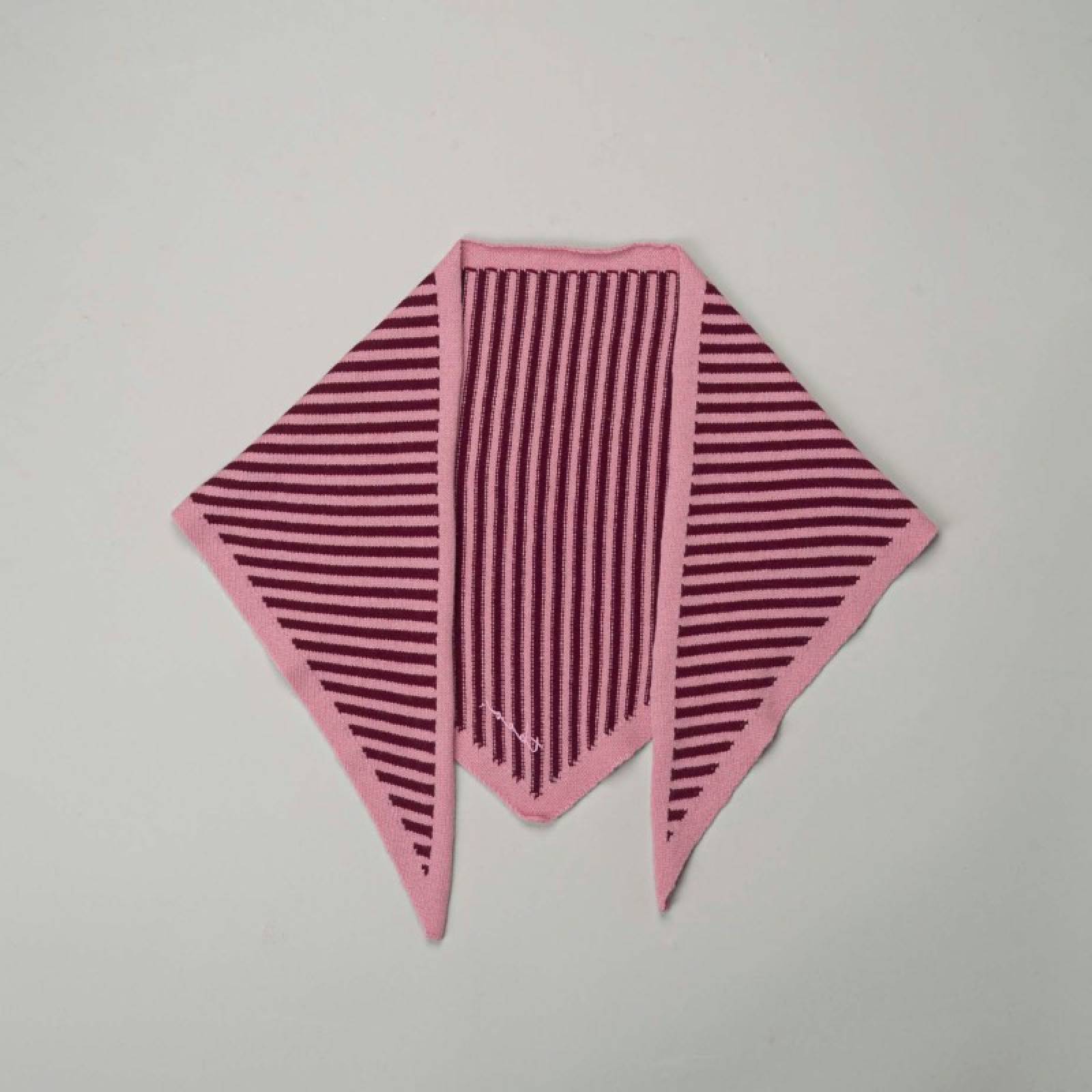 Merino Wool Triangle Scarf in Pink Stripe thumbnails