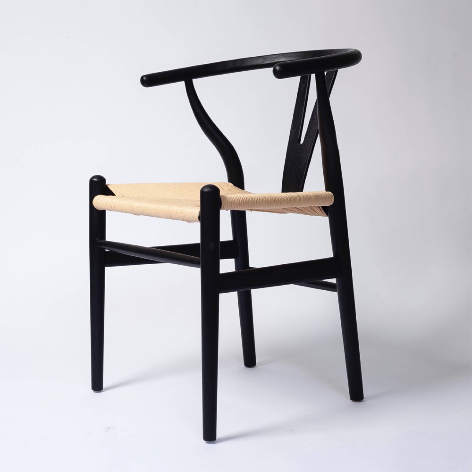 Mid-Century Style Curve Back Elm Chair - Black