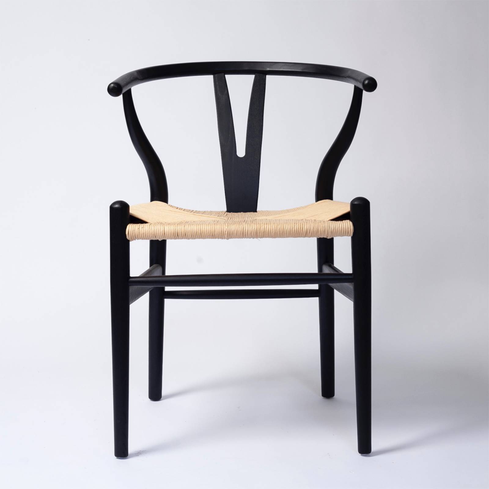 Mid-Century Style Curve Back Elm Chair - Black thumbnails