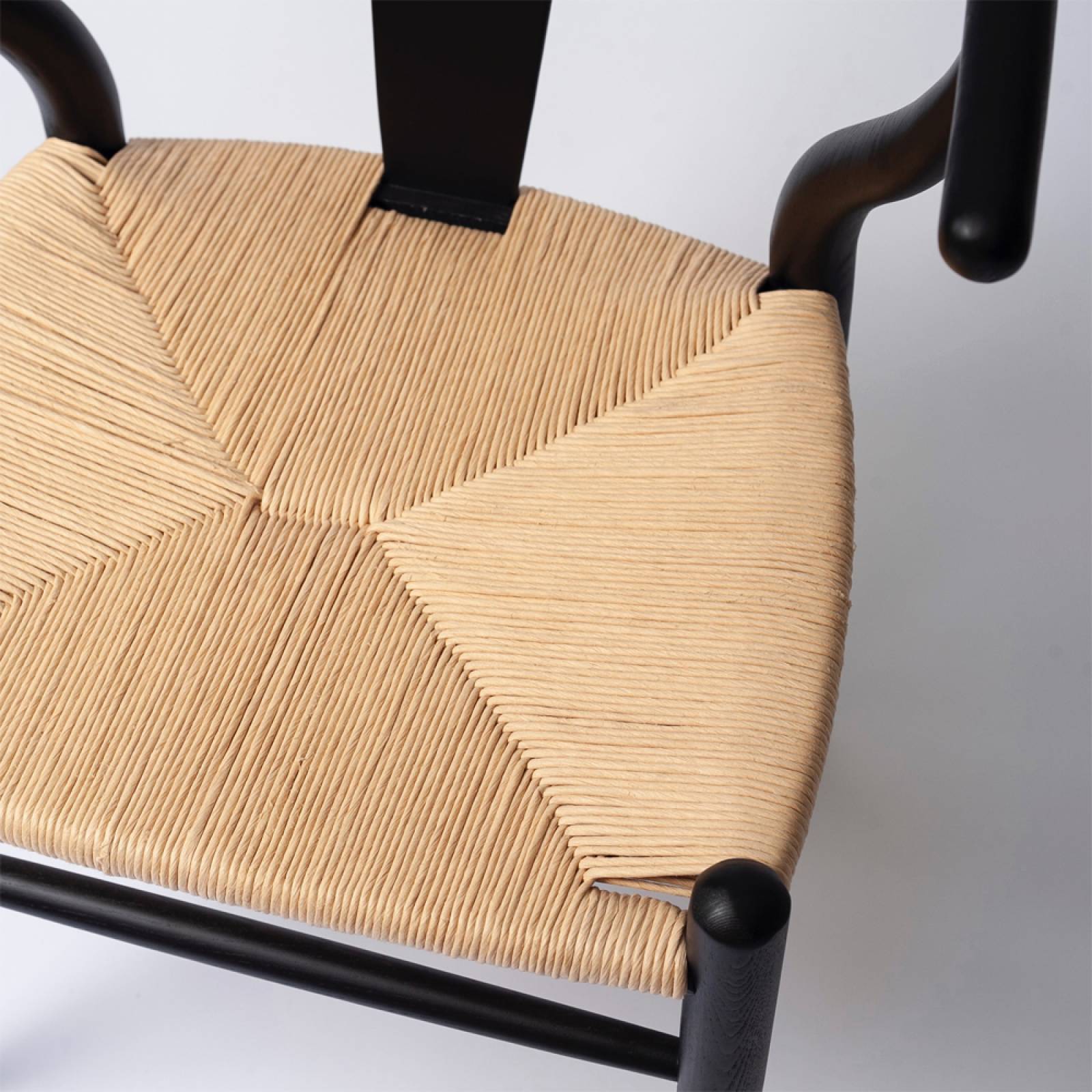 Mid-Century Style Curve Back Elm Chair - Black thumbnails