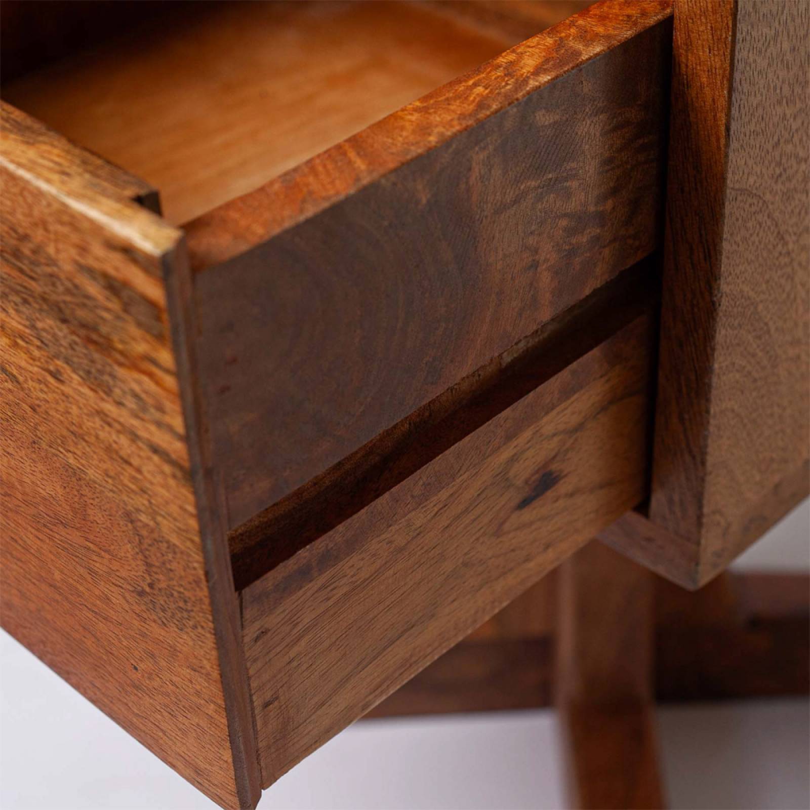 Mid Century Style Square Bedside Table With 2 Drawers thumbnails