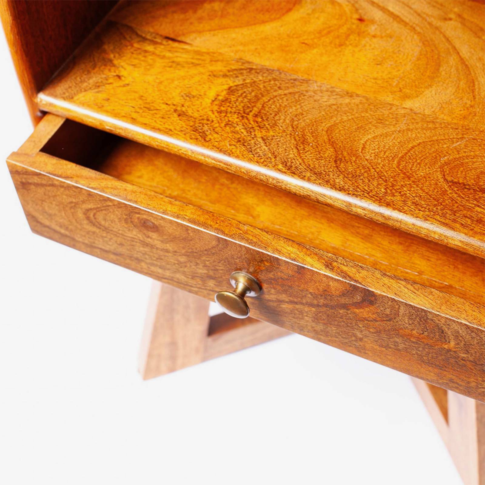 Mid Century Style Wooden Bedside Table With Drawer thumbnails