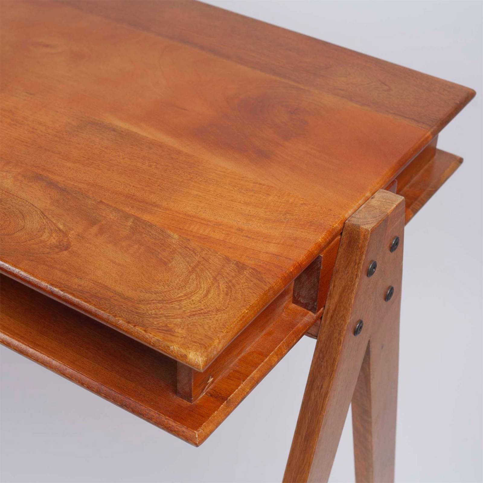 Mid Century Style Wooden Desk With Open Shelves thumbnails