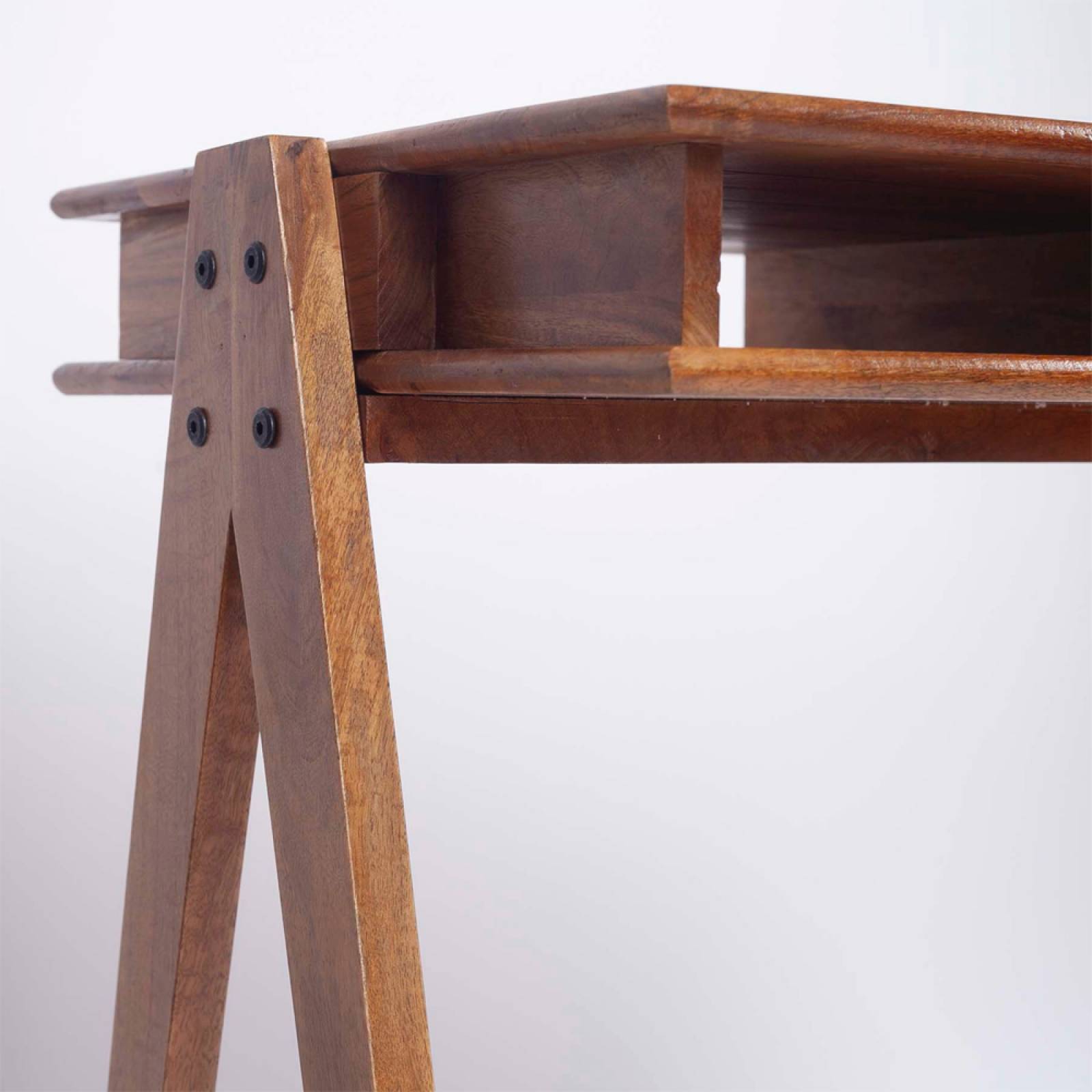 Mid Century Style Wooden Desk With Open Shelves thumbnails