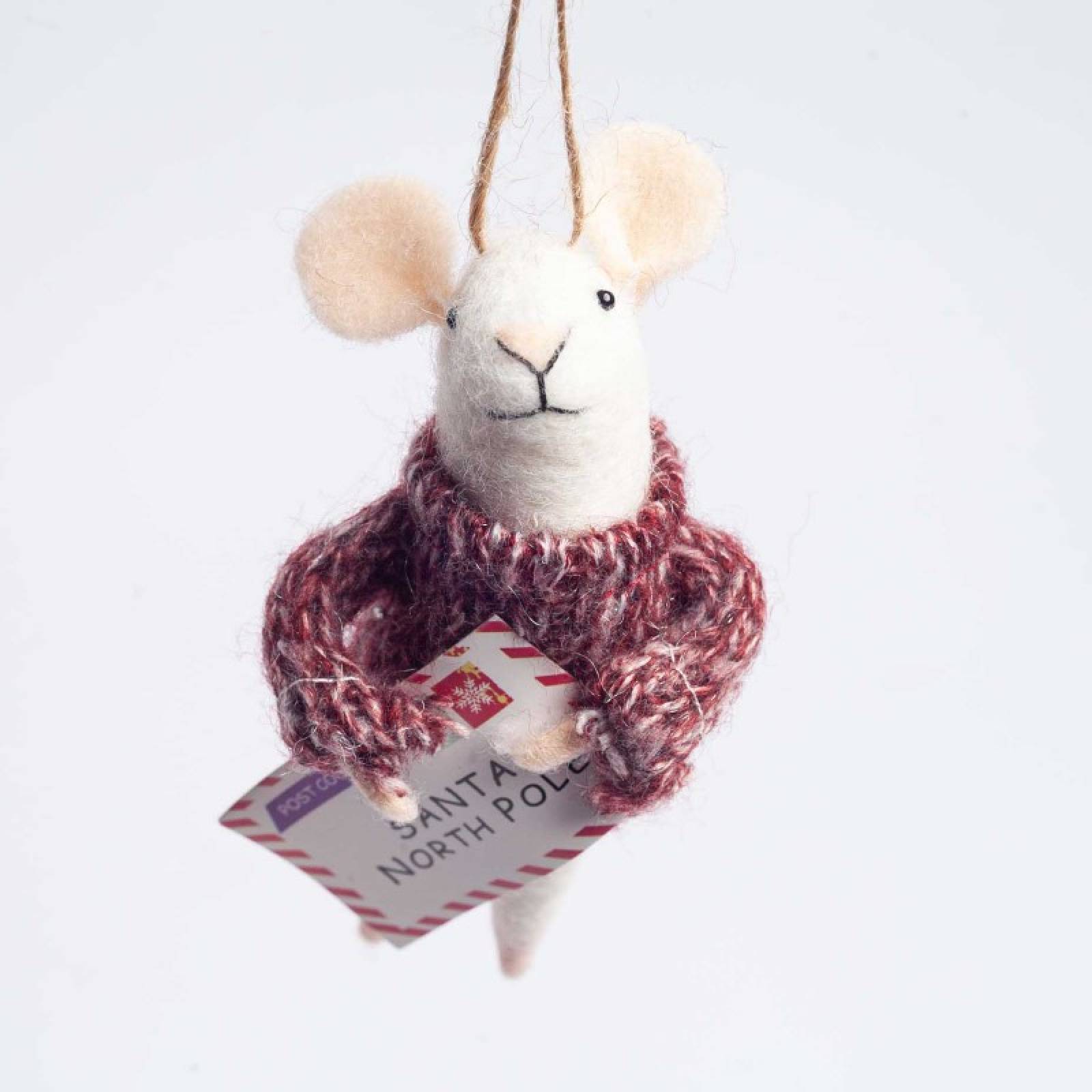 Mouse With Letter To Santa Hanging Christmas Decoration