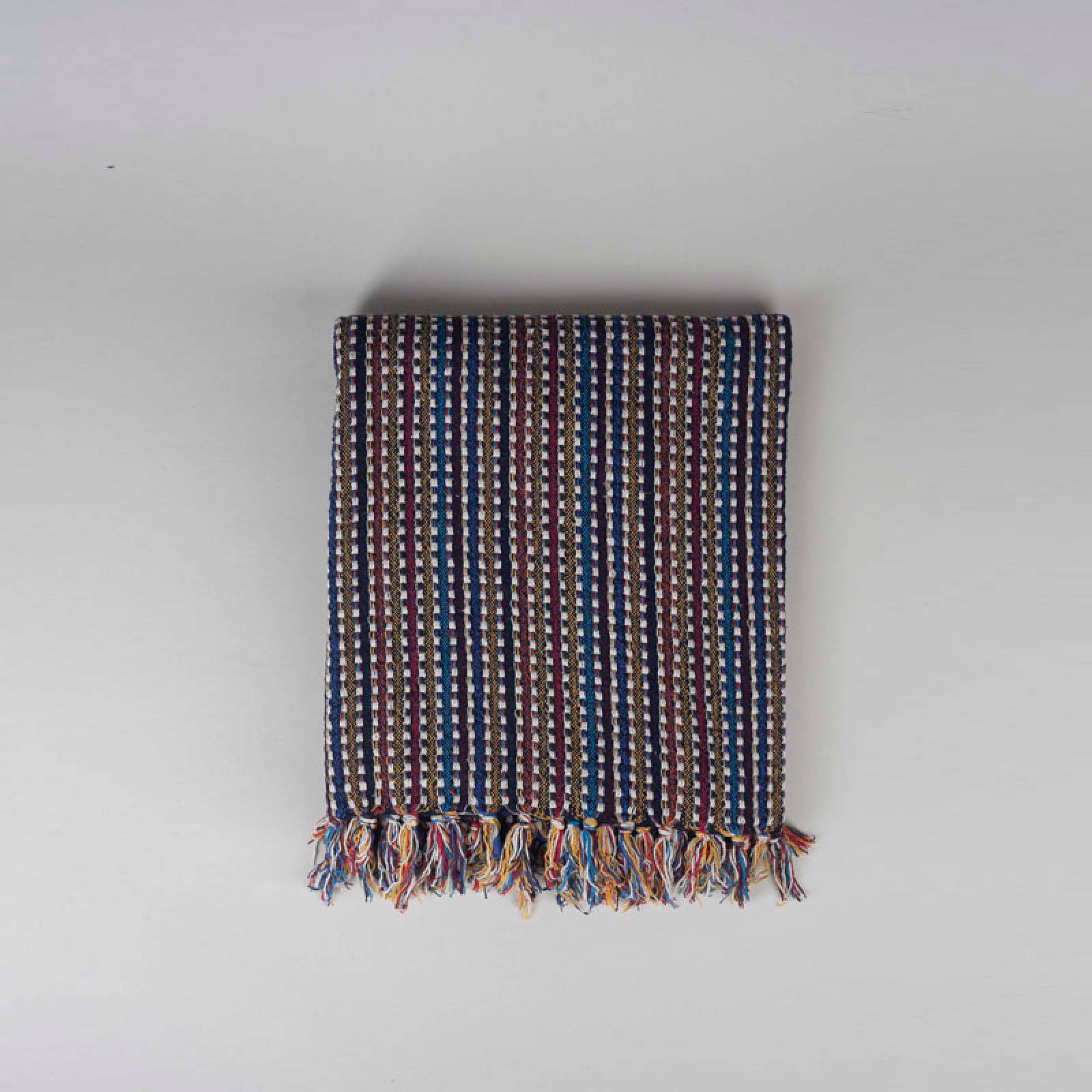 Multi-Coloured Woven Cotton Blanket Throw