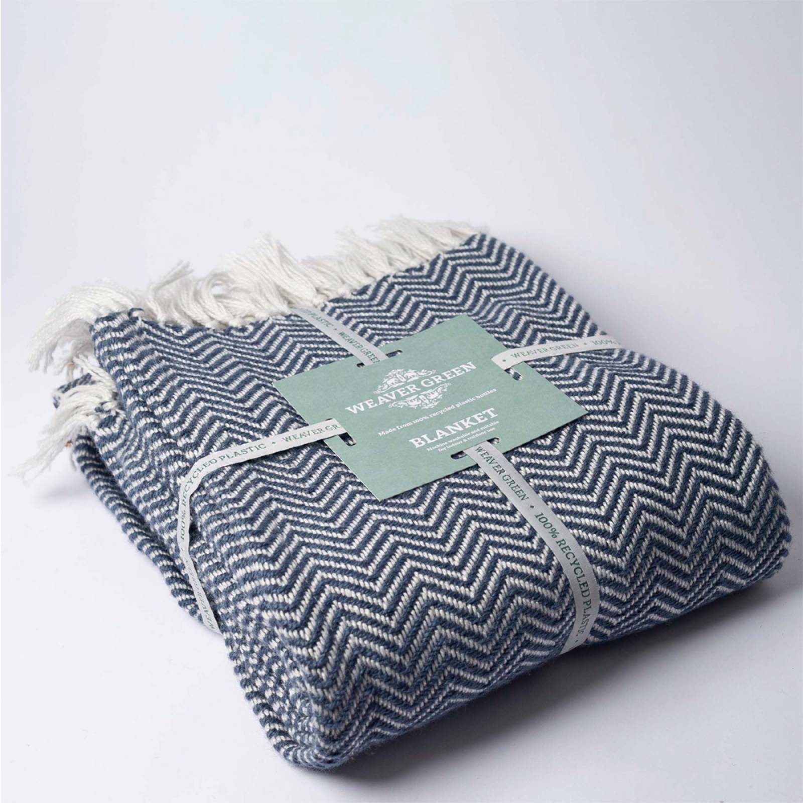 Navy Herringbone Blanket - Recycled Plastic Bottles