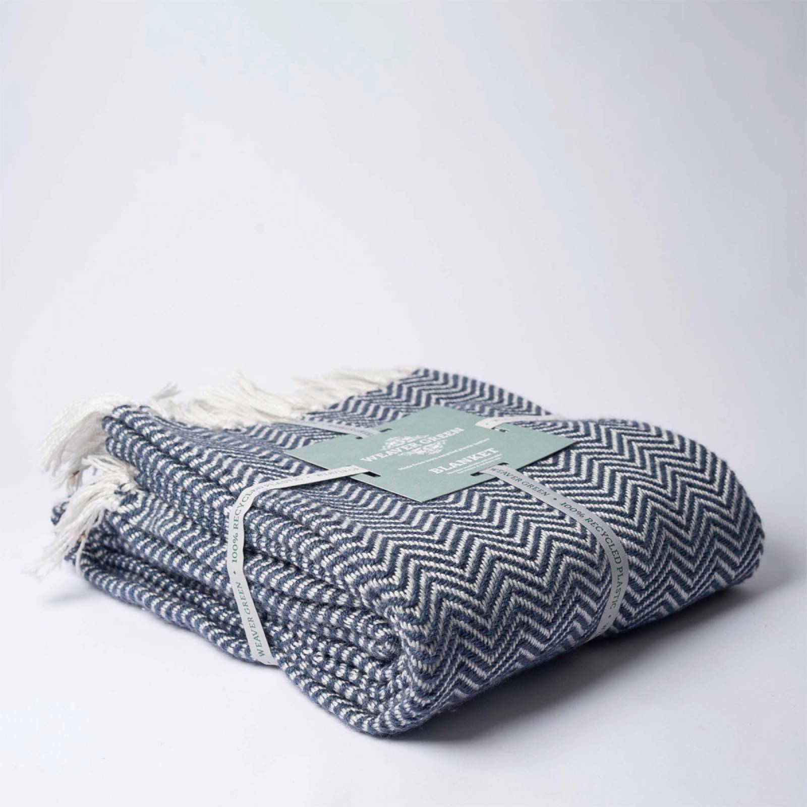 Navy Herringbone Blanket - Recycled Plastic Bottles thumbnails