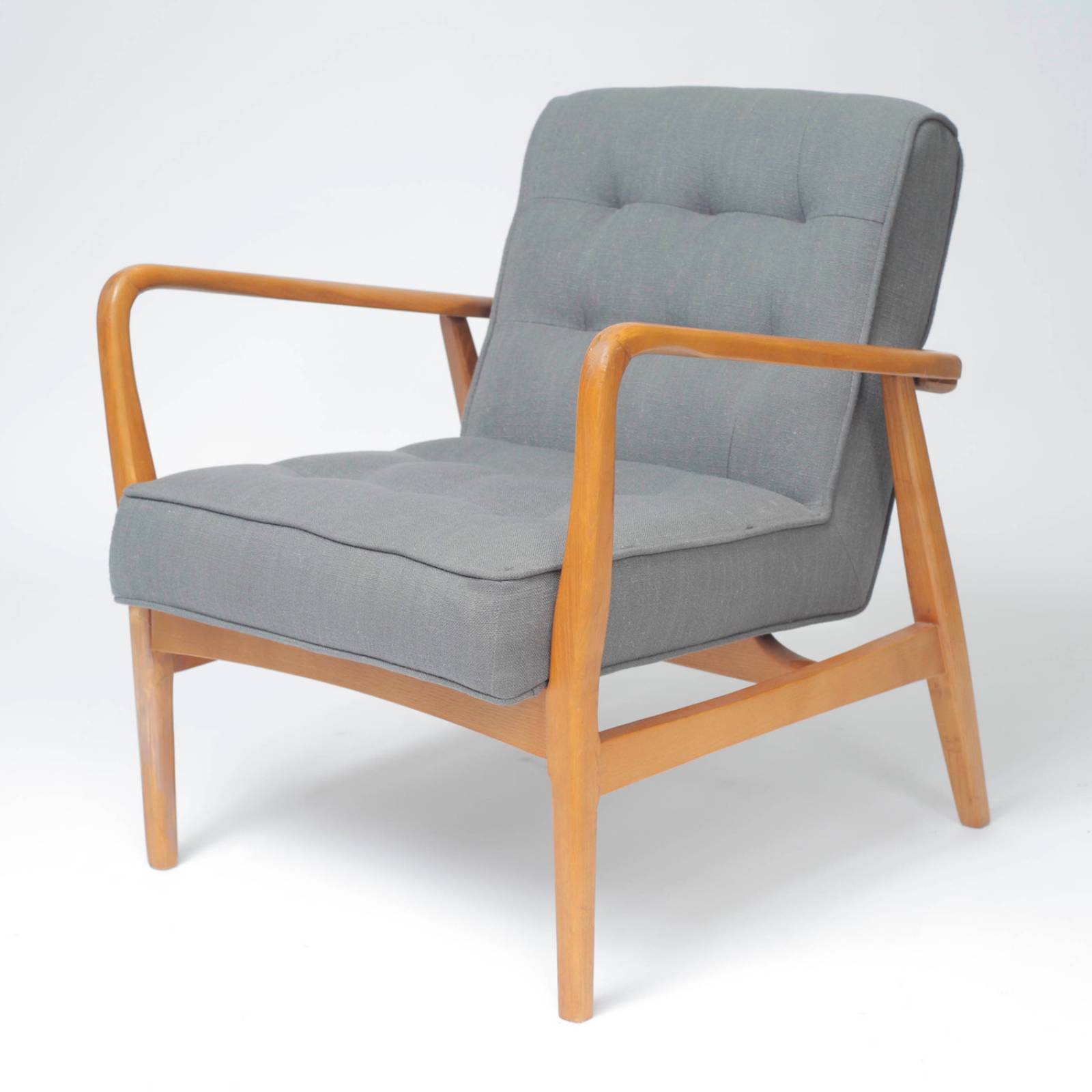 The Olsen Oak Armchair in Grey Fabric