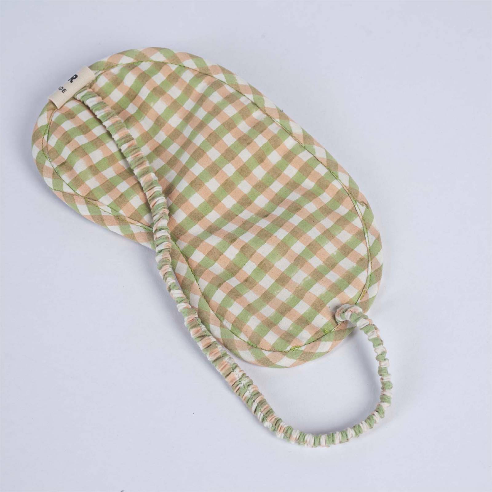Organic Cotton Eye Mask In Sage Gingham thumbnails