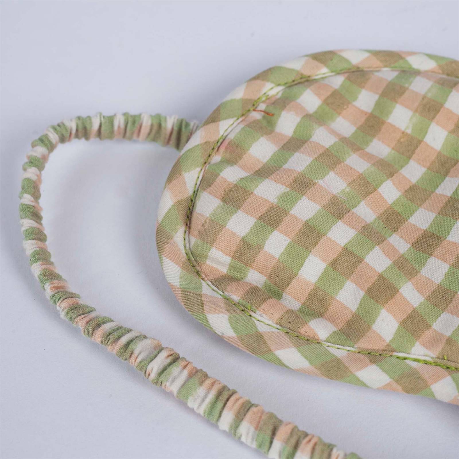 Organic Cotton Eye Mask In Sage Gingham thumbnails