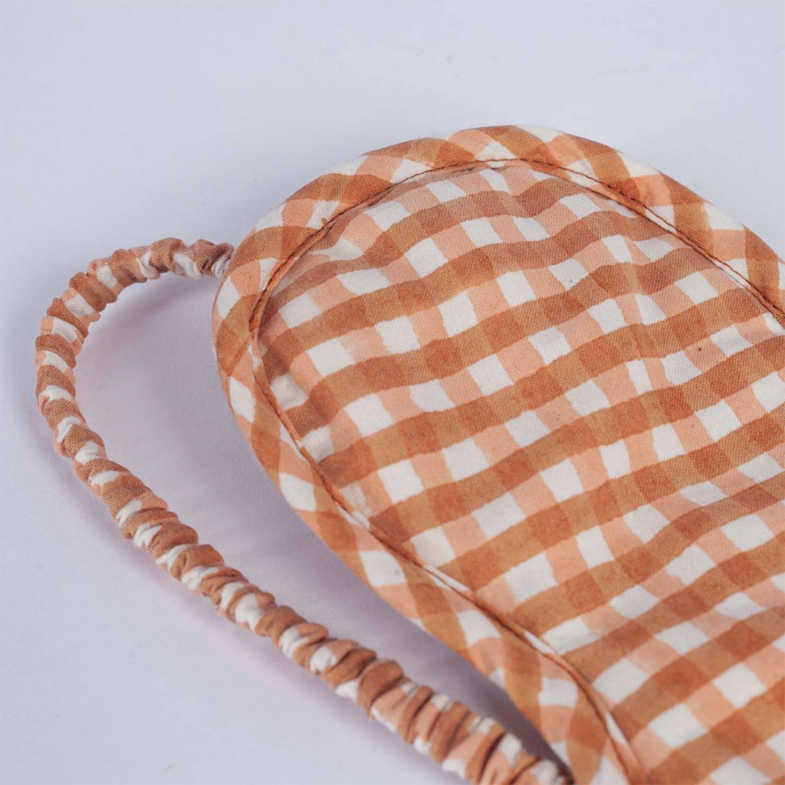Organic Cotton Eye Mask In Toffee Gingham thumbnails