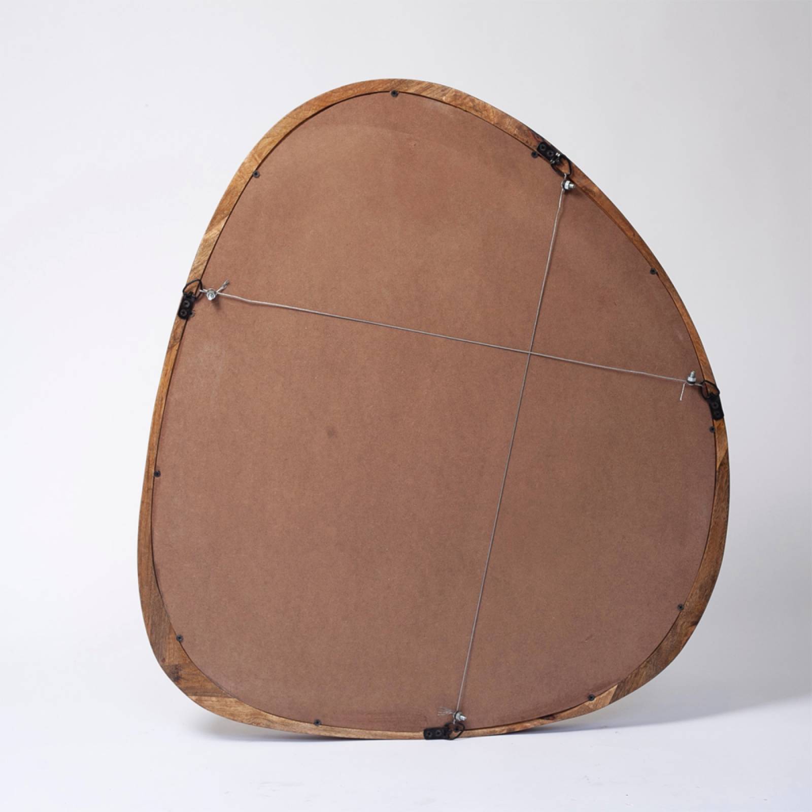 Small Organic Shaped Mirror With Wooden Back thumbnails