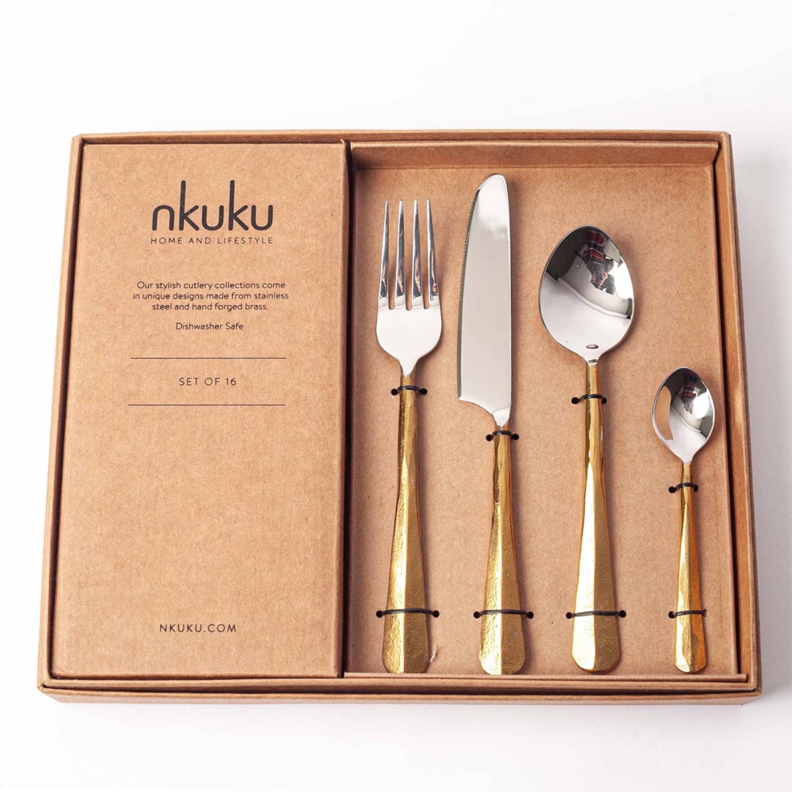 Osko Cutlery Set In Brushed Gold - Set Of 16