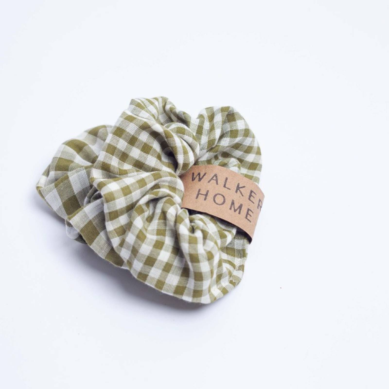 Pack Of 2 Cotton Hair Scrunchies In Matcha Gingham thumbnails