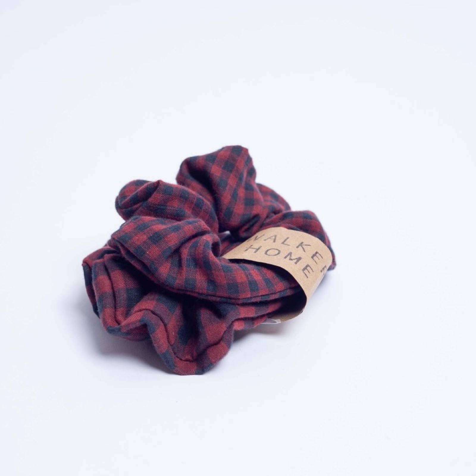 Pack Of 2 Cotton Hair Scrunchies In Mulberry Gingham thumbnails