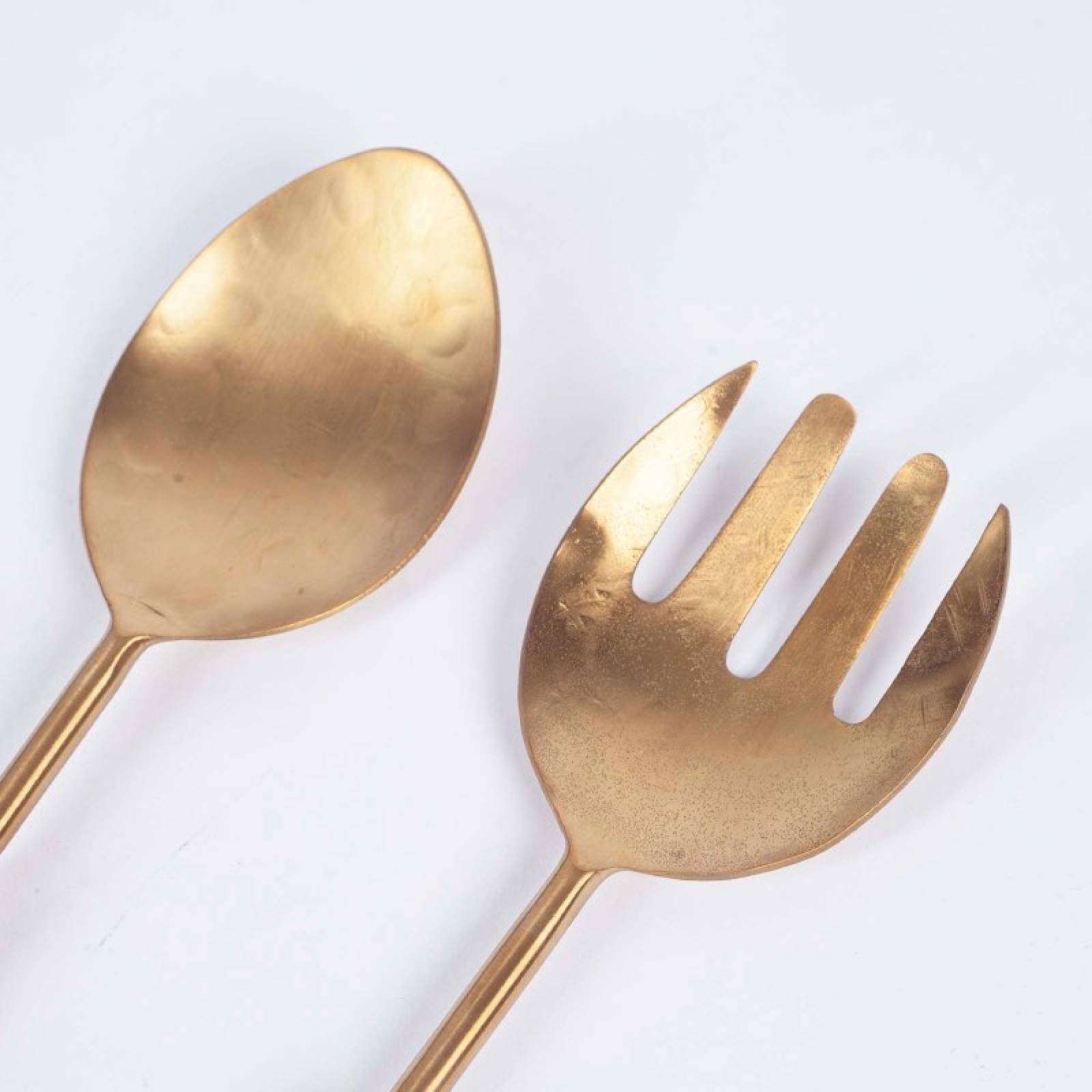Pair Of Soni Salad Servers In Gold & Acacia Wood thumbnails