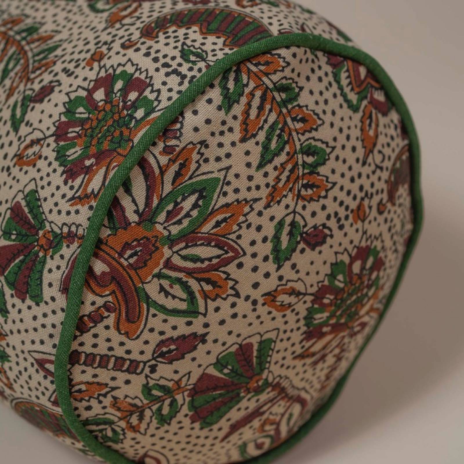 Printed Cotton Bolster Cushion In Chestnut Block Print thumbnails