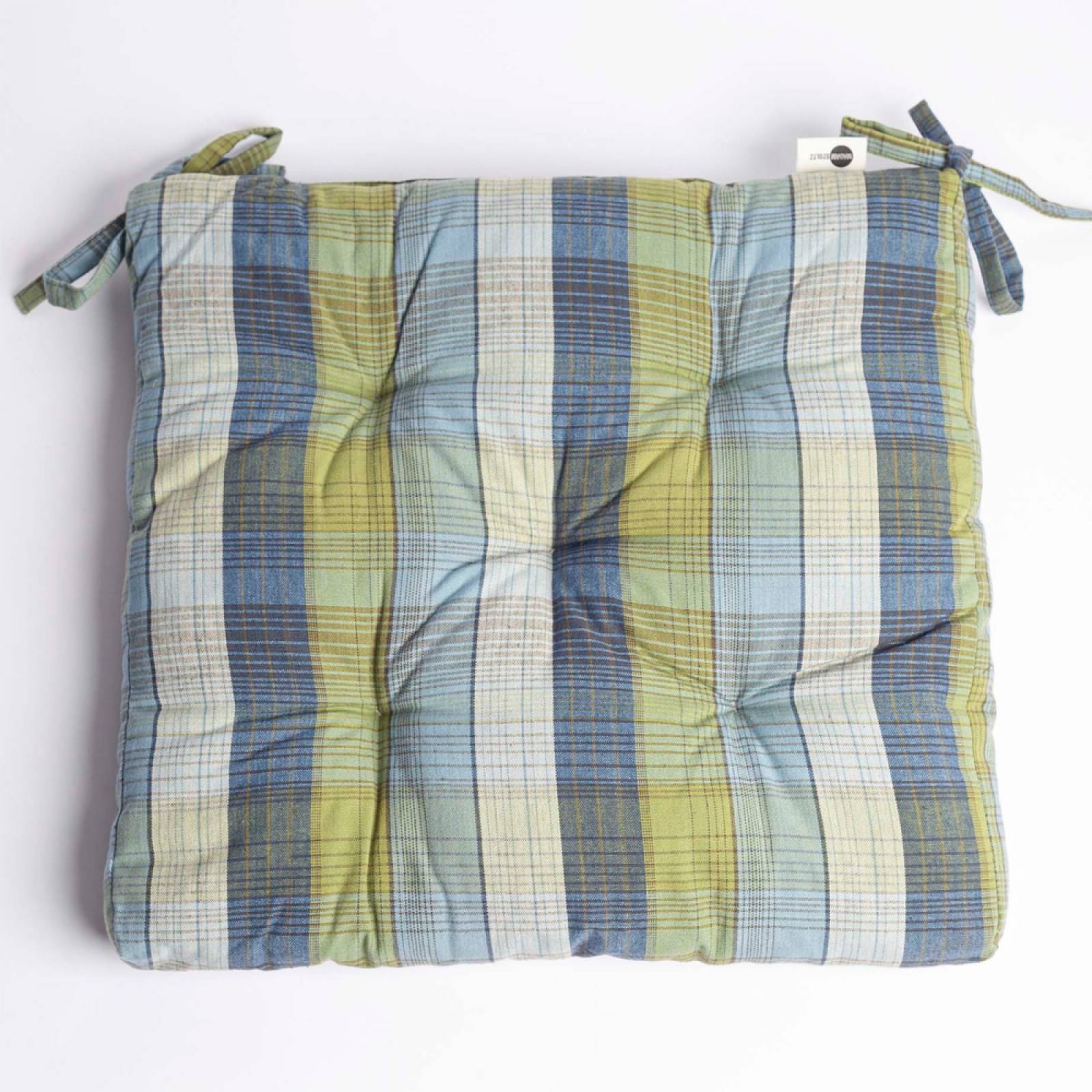 Printed Seat Pad Cushion In Green & Blue