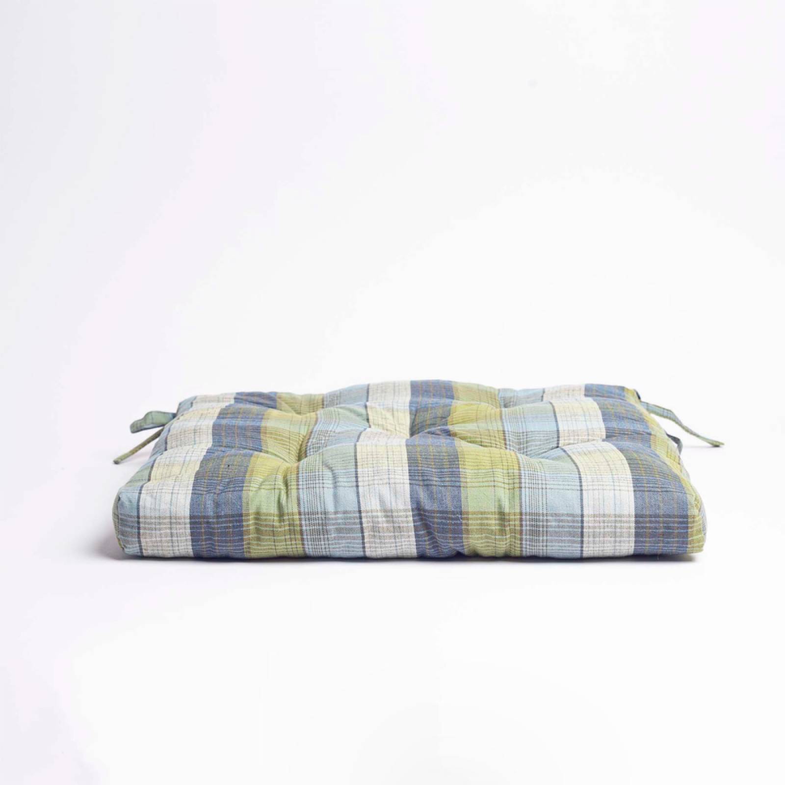 Printed Seat Pad Cushion In Green & Blue thumbnails