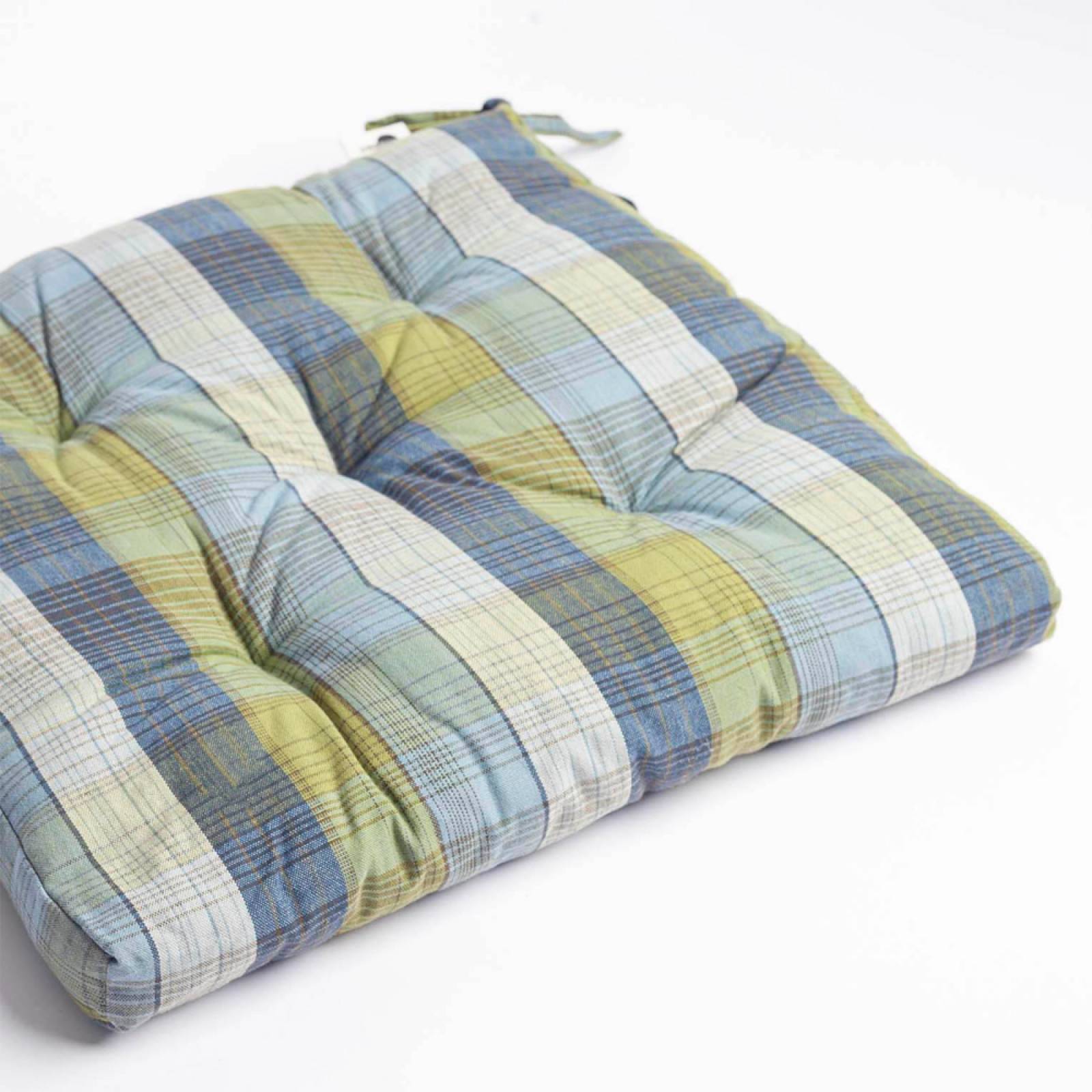 Printed Seat Pad Cushion In Green & Blue thumbnails