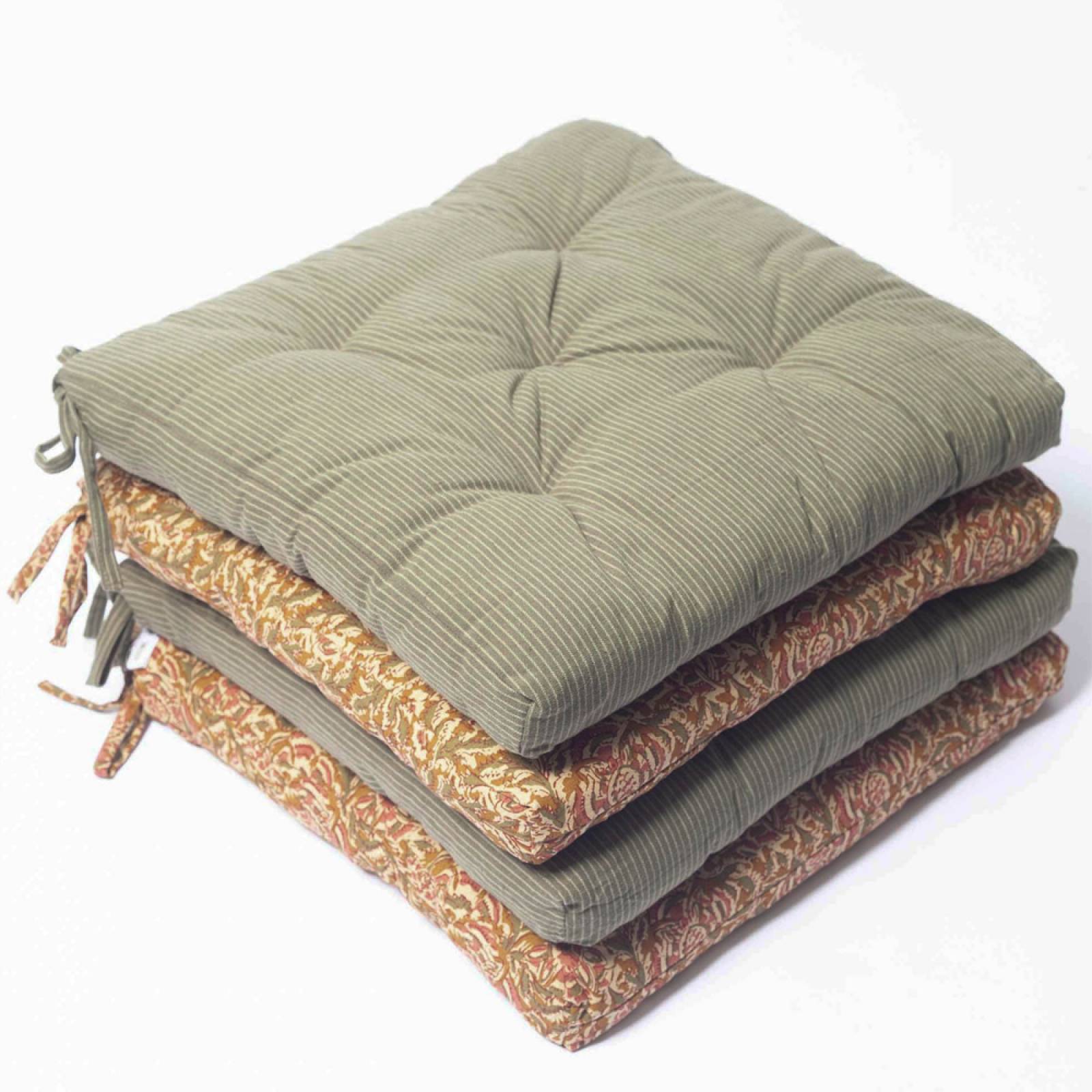 Printed Seat Pad Cushion In Striped Jade thumbnails