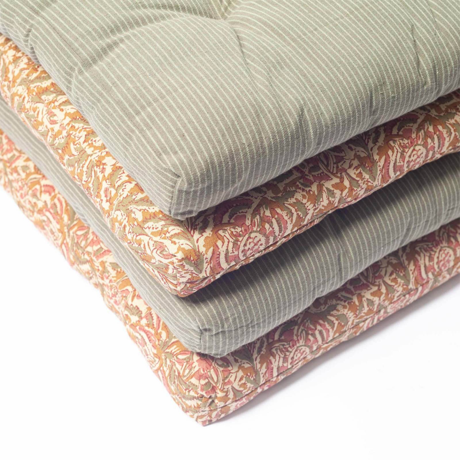 Printed Seat Pad Cushion In Striped Jade thumbnails