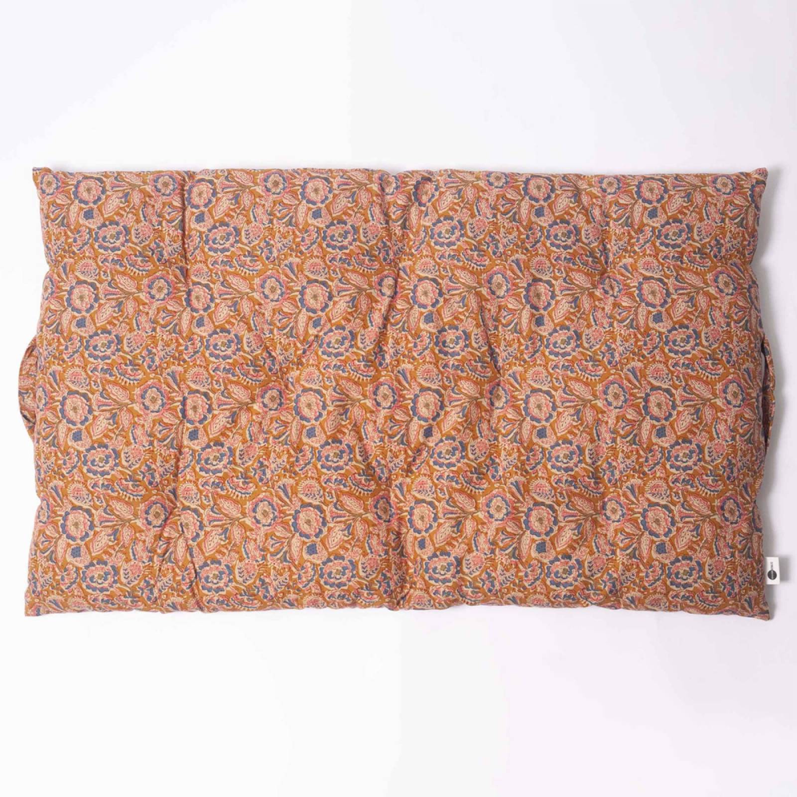 Printed Single Cotton Folding Cushion In Honey Rose Block Print thumbnails