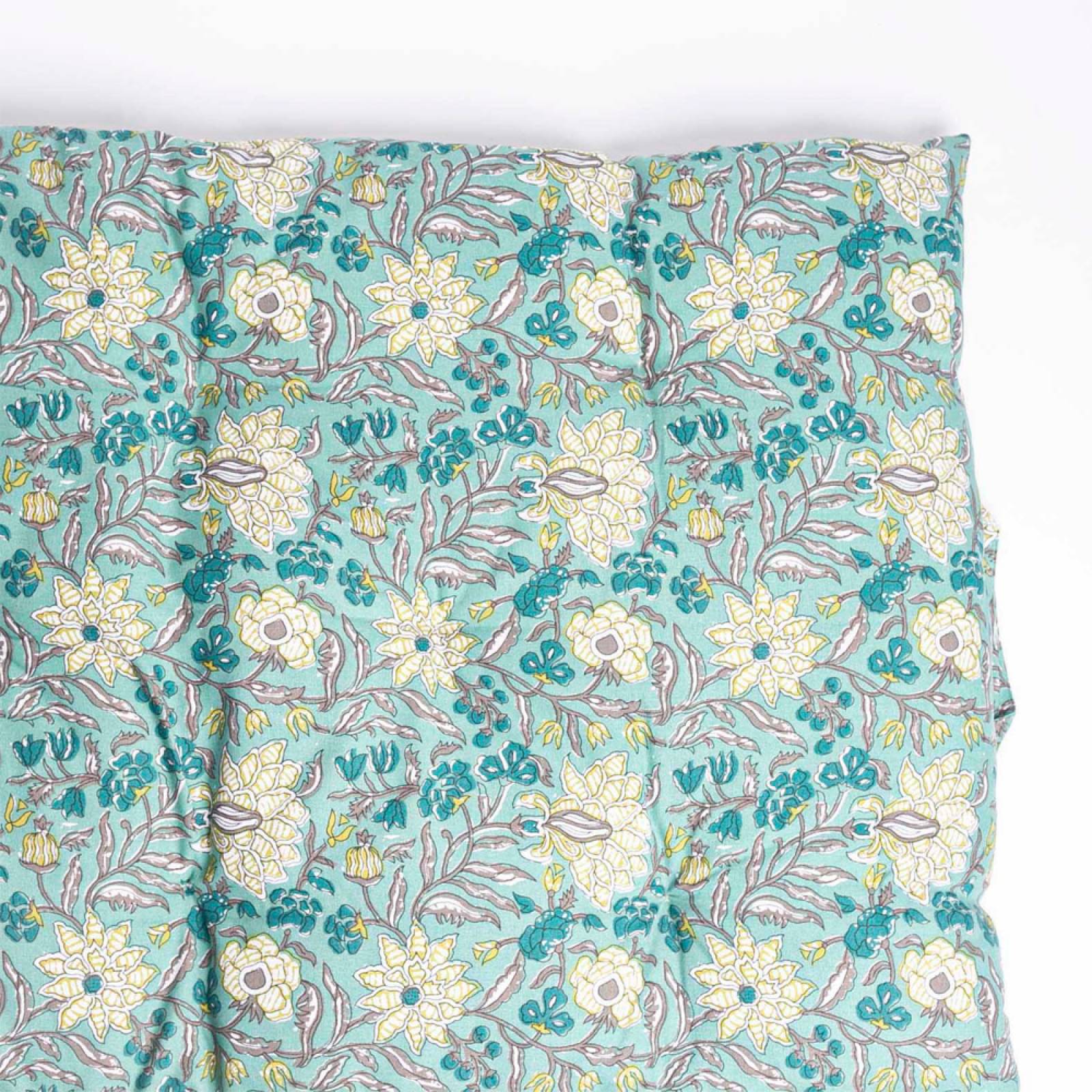 Printed Single Cotton Folding Cushion In Turquoise Block Print thumbnails