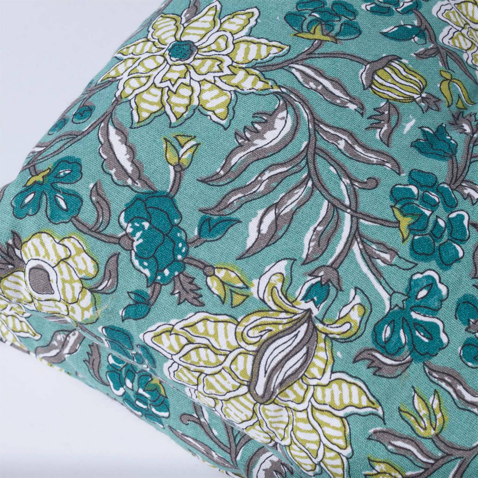 Printed Single Cotton Folding Cushion In Turquoise Block Print thumbnails
