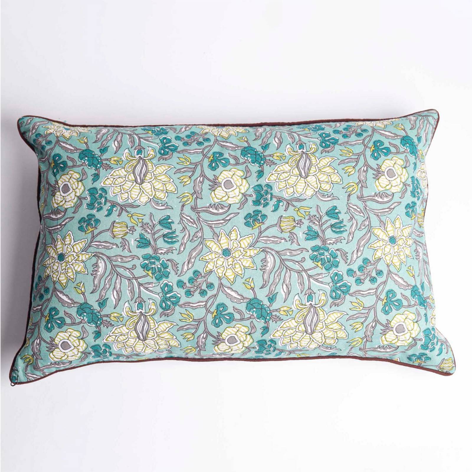 Rectangular Double Sided Cushion In Turquoise 60x40cm