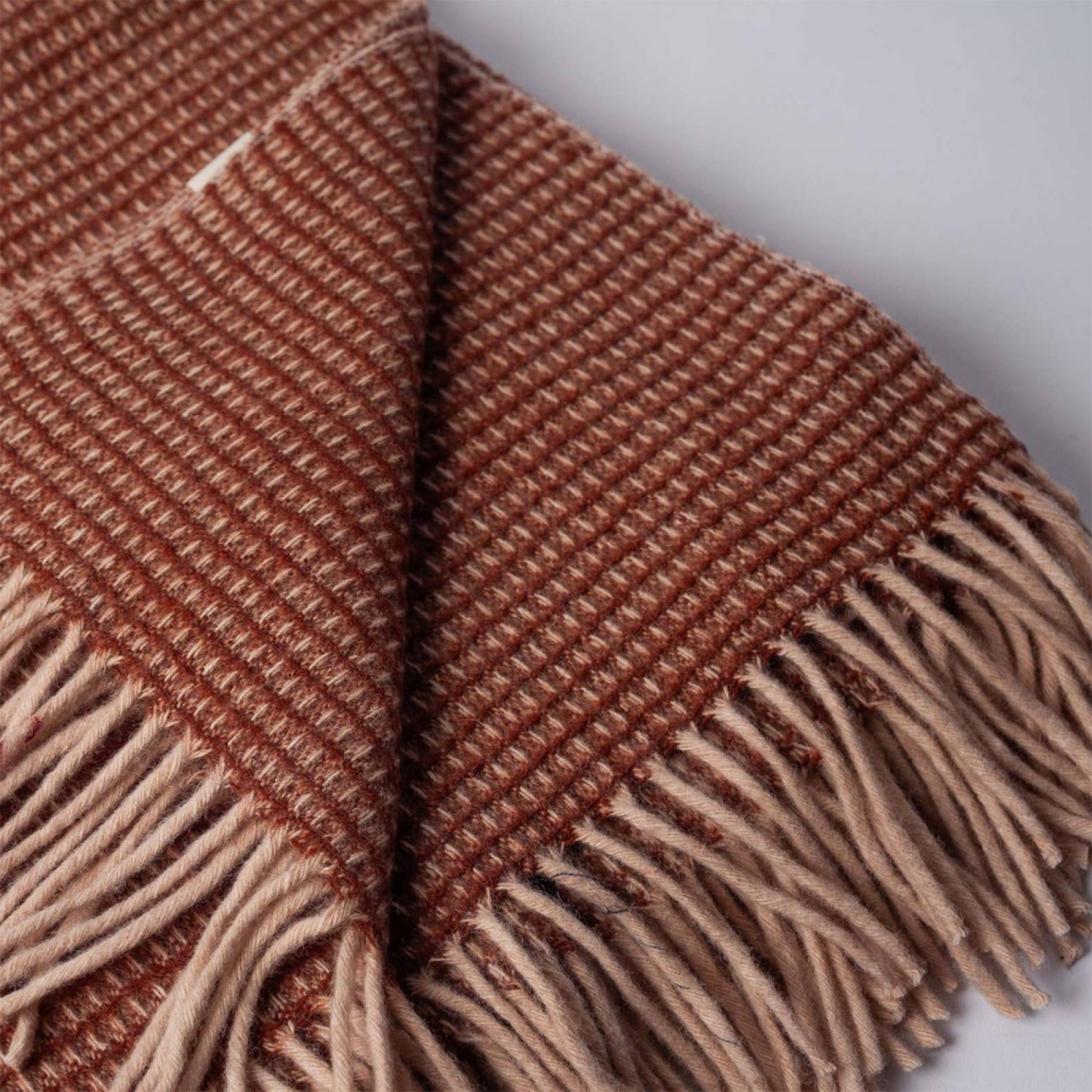 Large Blanket In Rust Waffle Recycled Wool thumbnails