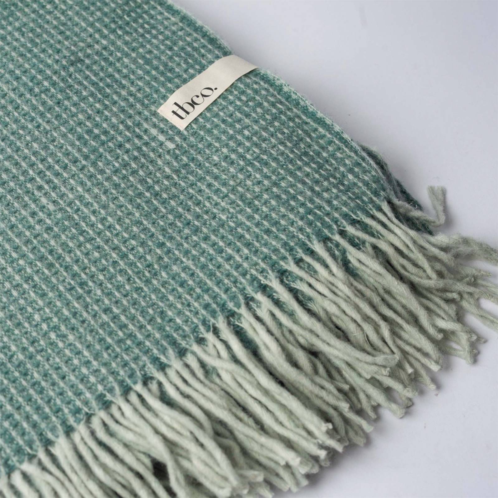 Large Blanket In Sage Waffle Recycled Wool thumbnails