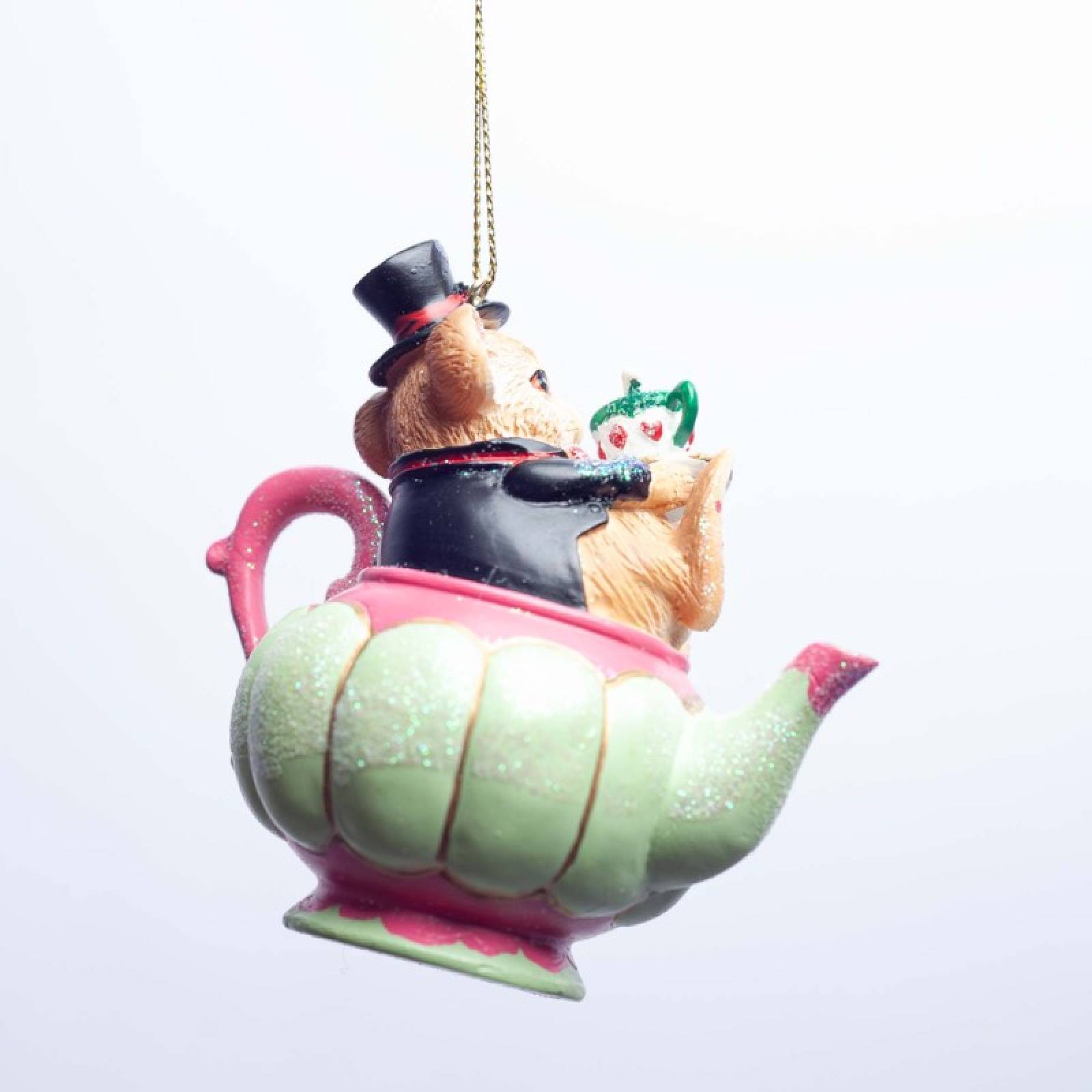 Resin Dormouse In Teapot Hanging Christmas Decoration thumbnails