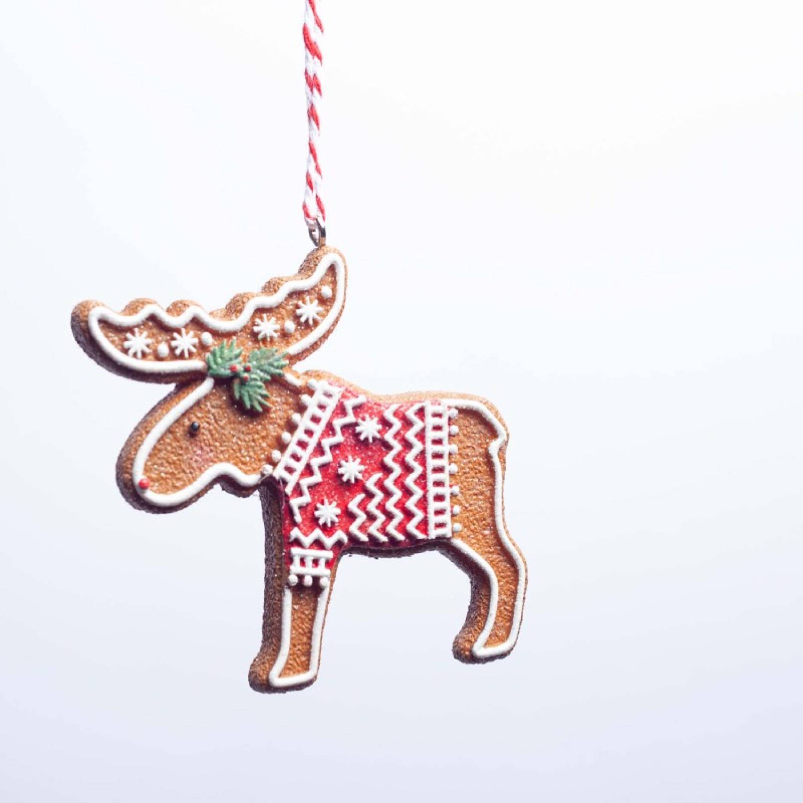 Resin Gingerbread Moose Hanging Christmas Decoration thumbnails