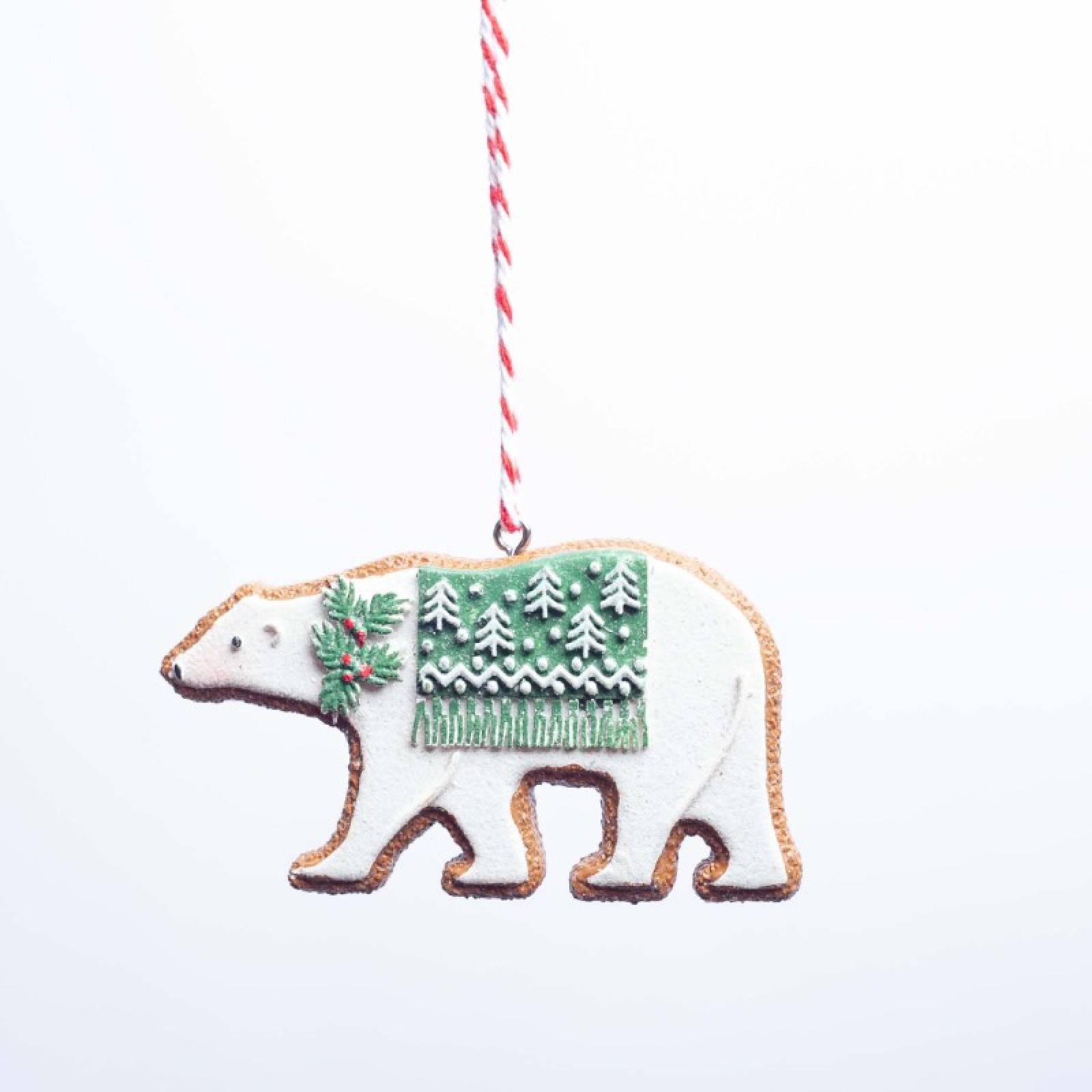 Resin Gingerbread Polar Bear Hanging Christmas Decoration thumbnails