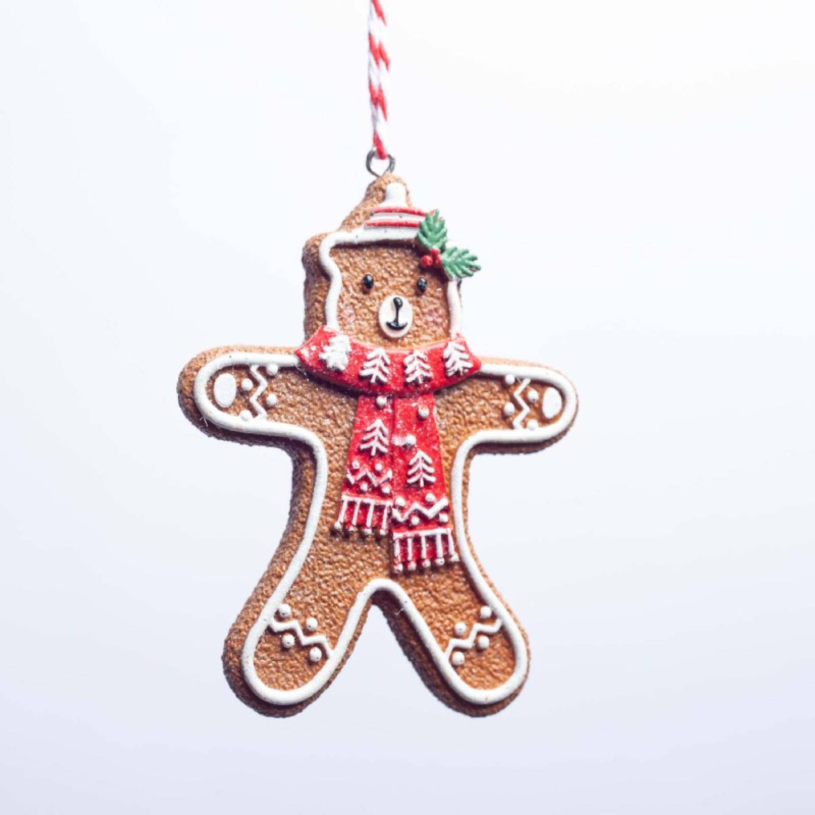 Resin Gingerbread Teddy Bear Hanging Christmas Decoration