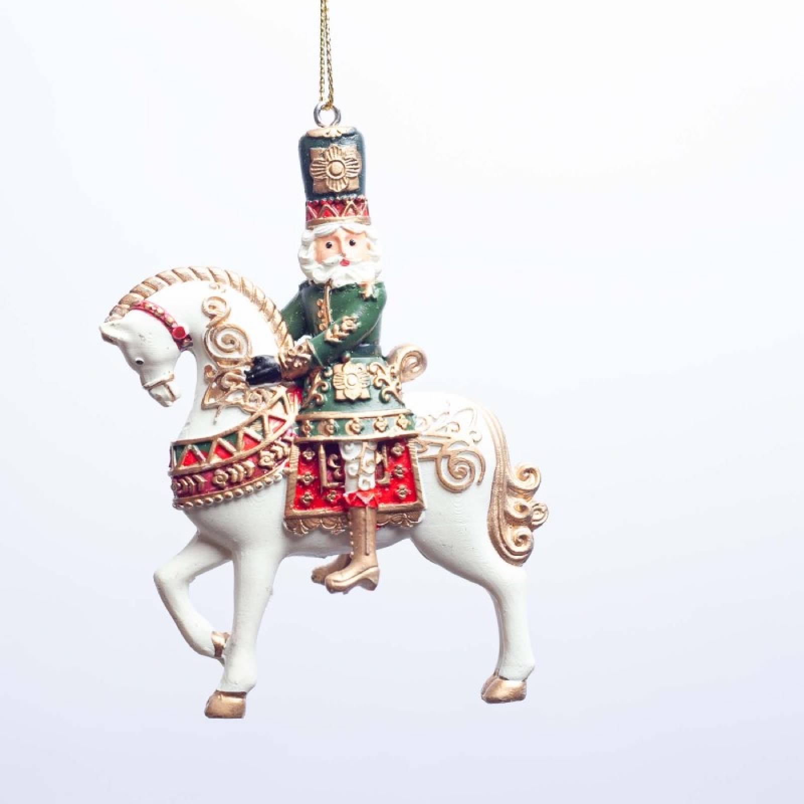 Resin Nutcracker On Horse Hanging Christmas Decoration thumbnails