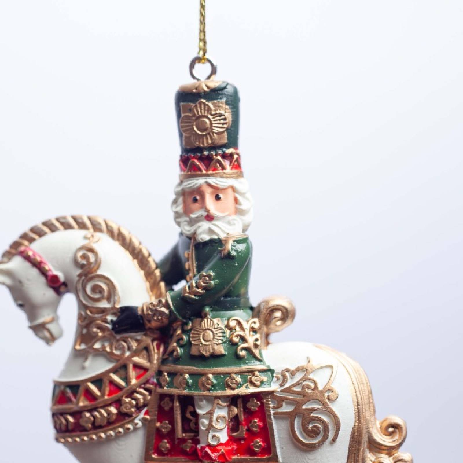 Resin Nutcracker On Horse Hanging Christmas Decoration thumbnails