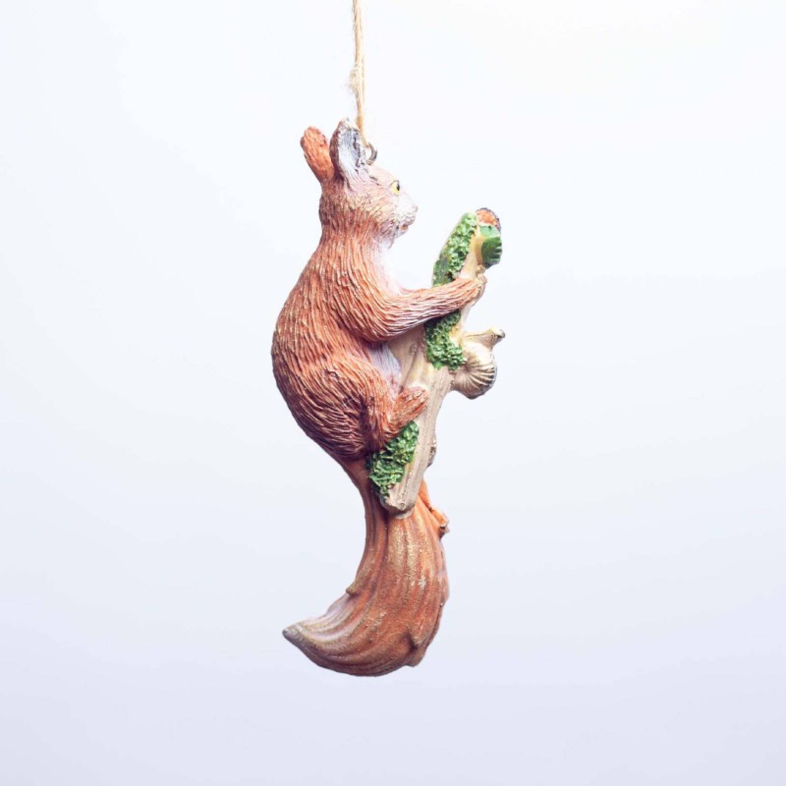 Resin Squirrel With Berries Hanging Christmas Decoration thumbnails