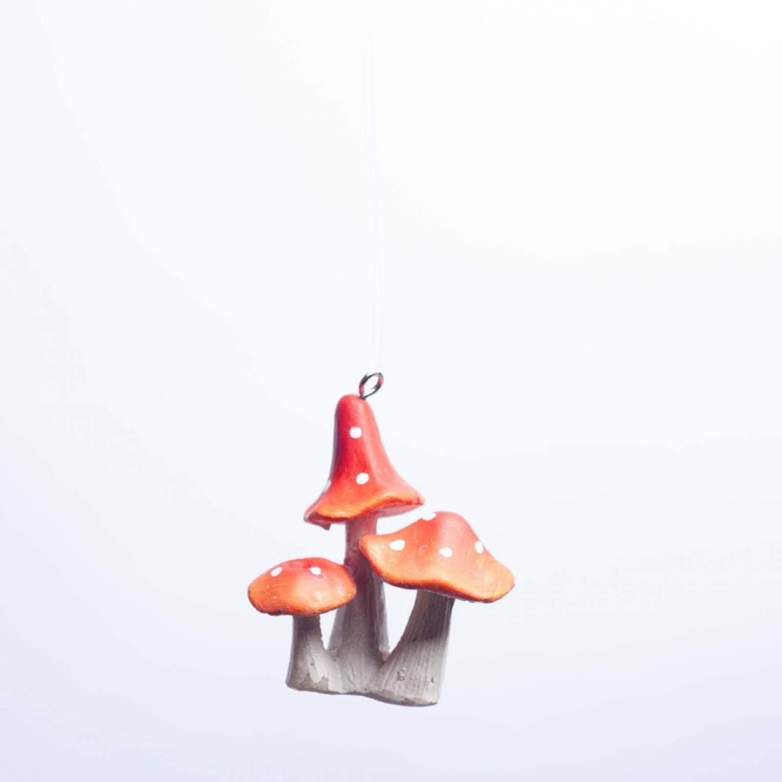 Resin Toadstool Hanging Christmas Decoration