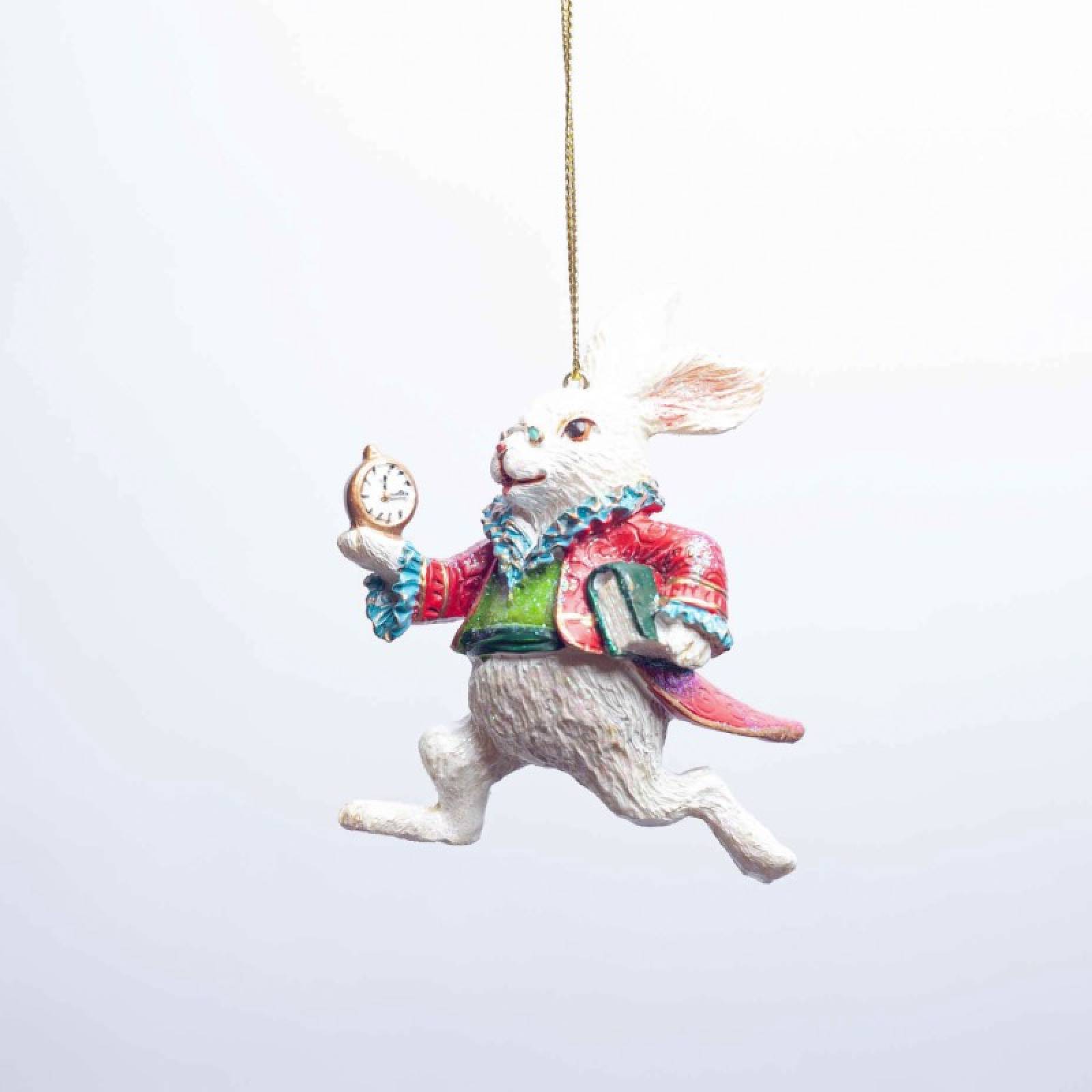 Resin White Rabbit Hanging Christmas Decoration