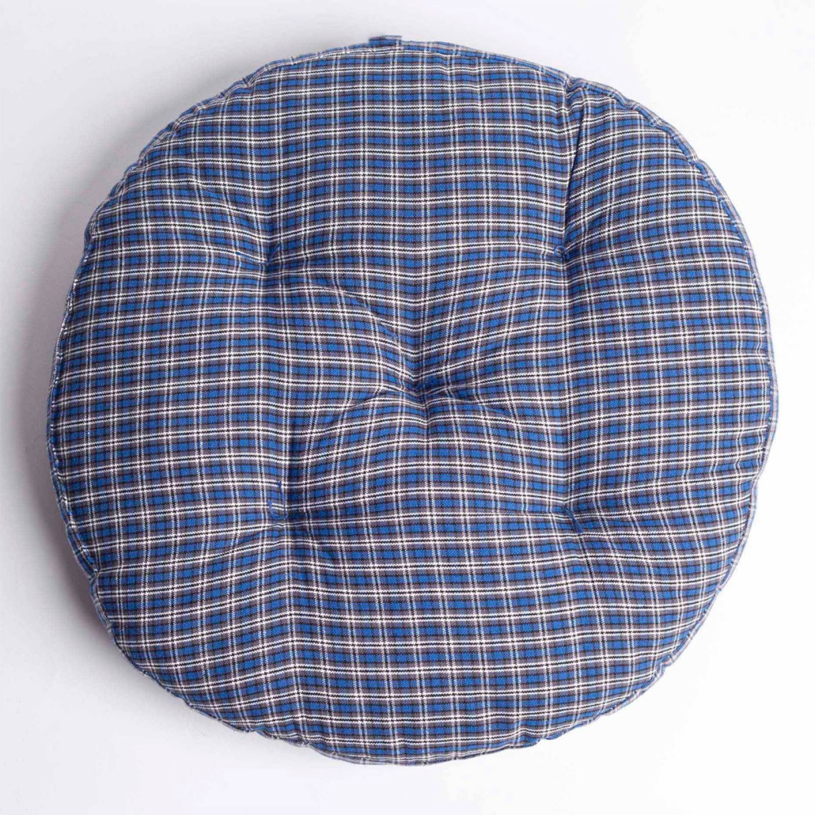 Round Seat Pad Cushion In Blue Check