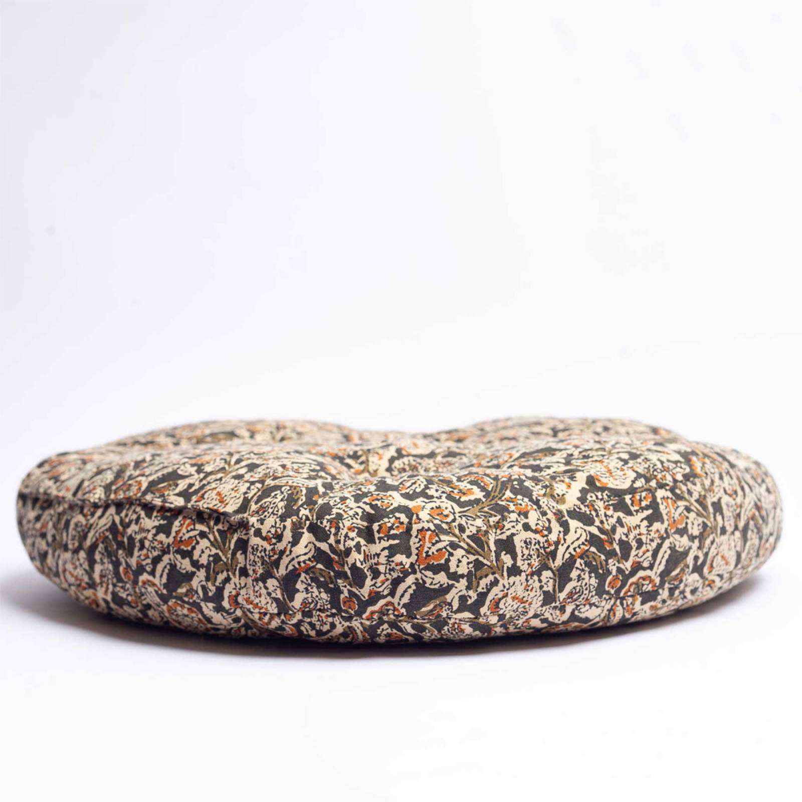 Round Seat Pad Cushion In Moss Green Block Print thumbnails