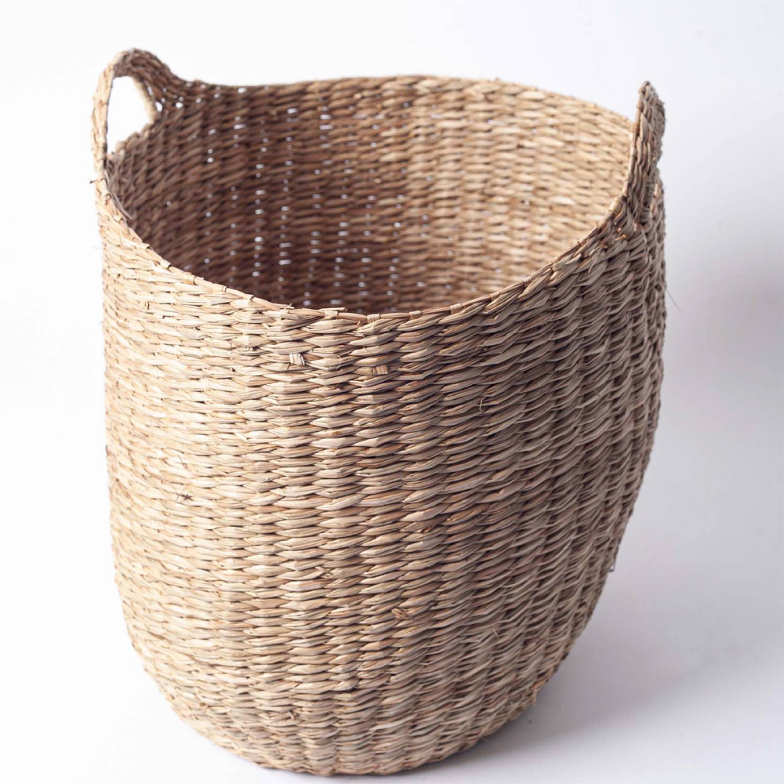 Rounded Woven Seagrass Basket With Handles H:37.5cm thumbnails