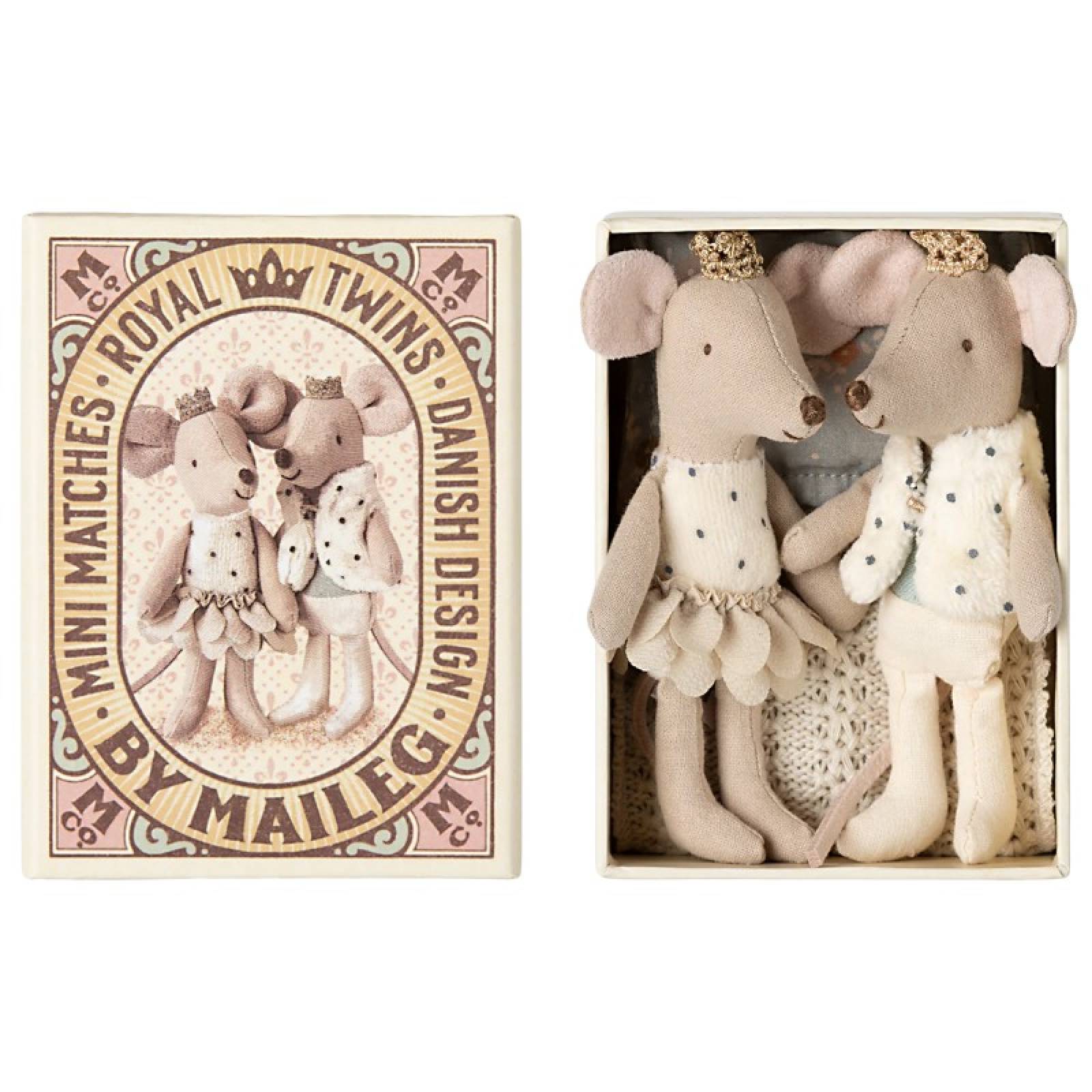 Royal Twins Brother & Sister Mouse In Matchbox By Maileg 3+