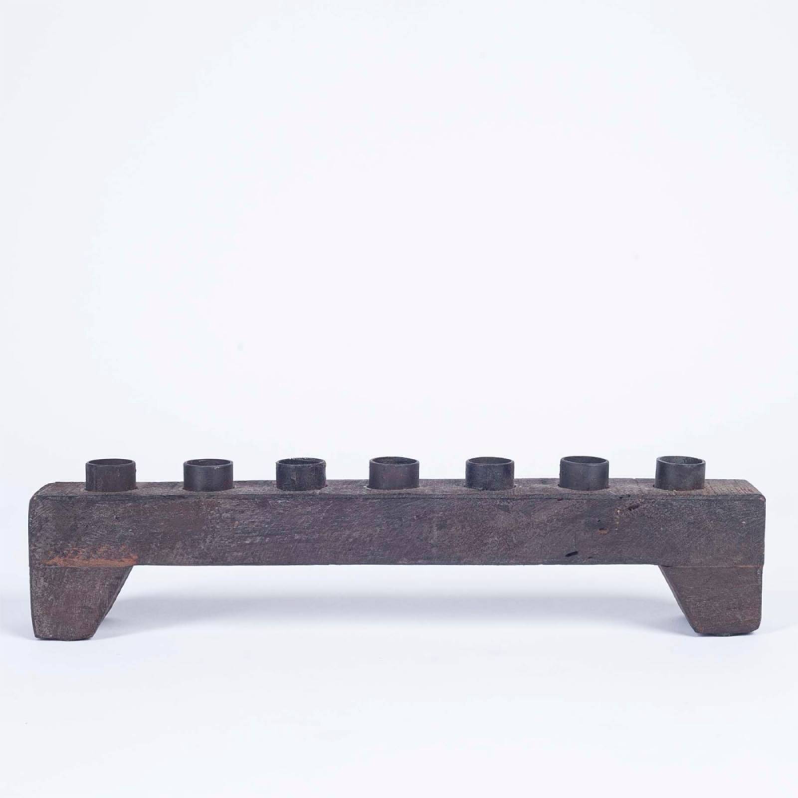 Rustic Rectangular Wooden Candle Holder With 7 Slots
