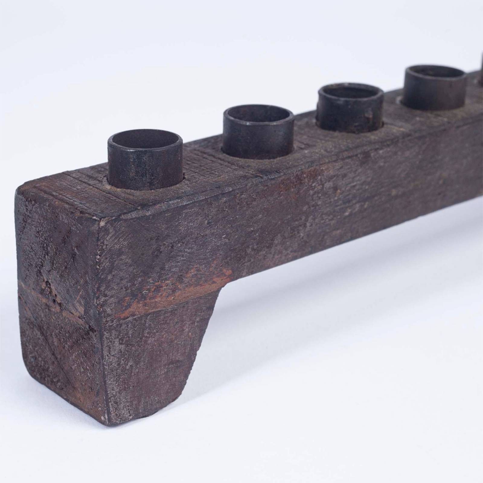 Rustic Rectangular Wooden Candle Holder With 7 Slots thumbnails