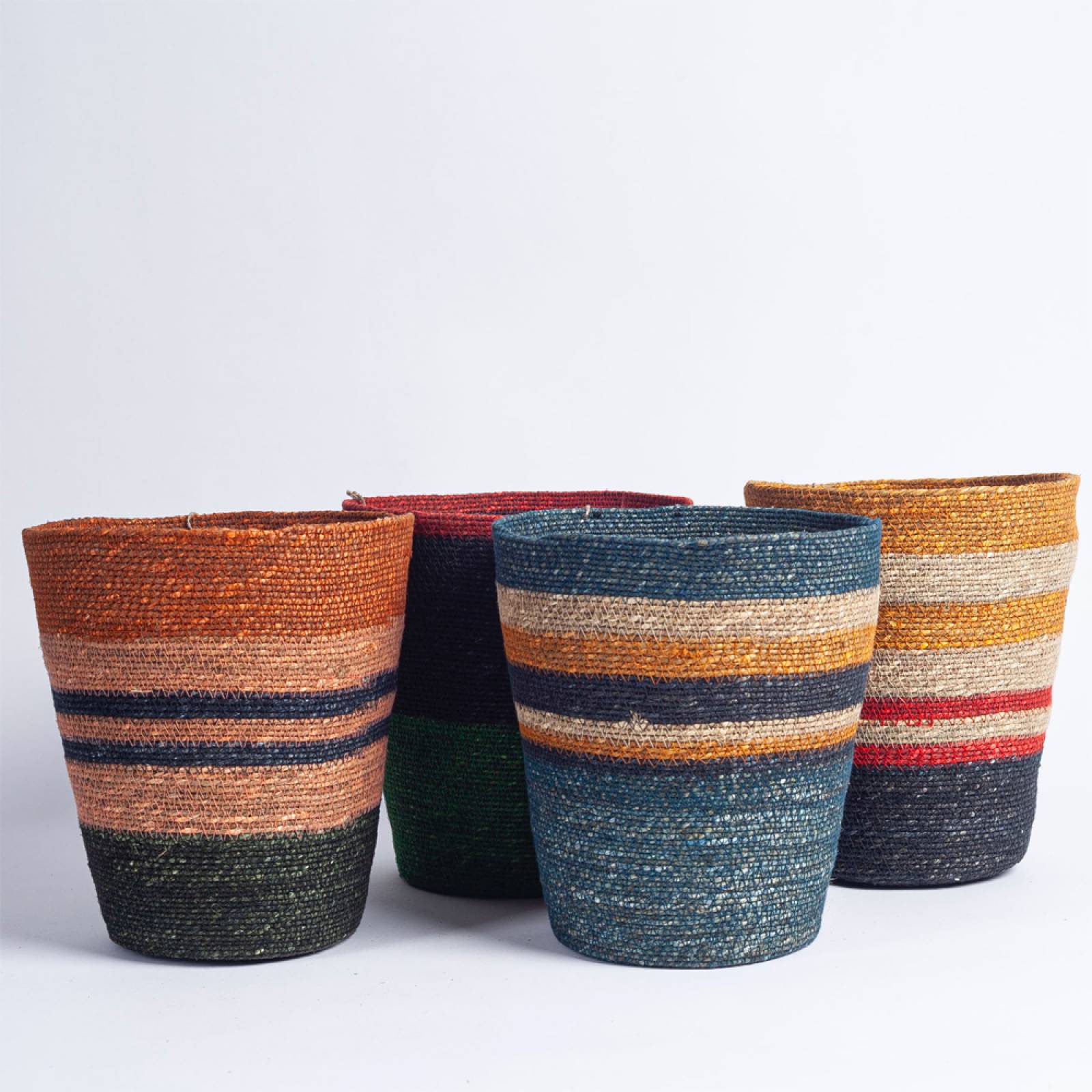 Seagrass Waste Paper Basket in Midnight and Beryl Green thumbnails