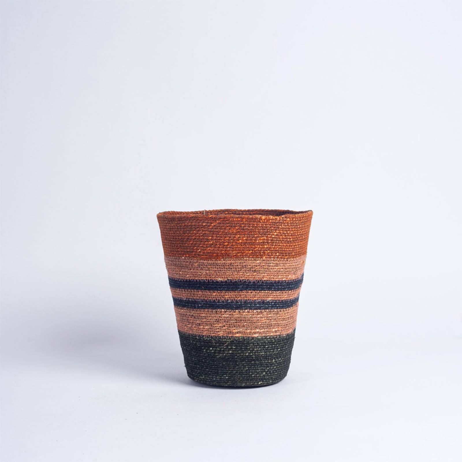 Seagrass Waste Paper Basket in Olive And Old Rose